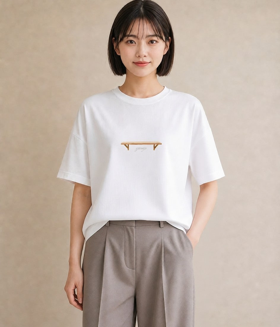 グラフィックTシャツ レディース 雨上がりのベンチ ベンチ ナチュラル アンティーク イラスト ボタニカル 誕生日プレゼント 綿100 白T