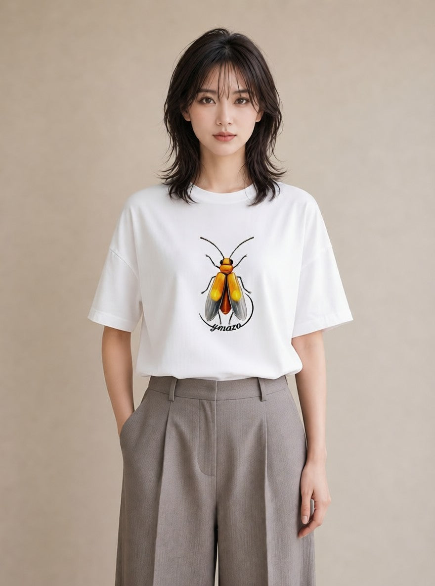 Tシャツ レディース ダンゴムシ 昆虫 虫 イラスト 旅行コーデ 休日 ペアコーデ 白T