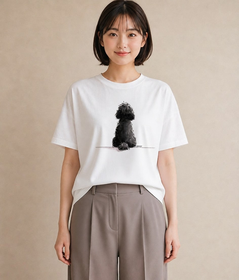 半袖Tシャツ レディース トイプードル プードル 犬 いぬ イラスト 北欧風 友達ギフト 部屋着 白T