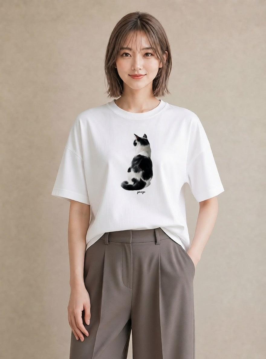 半袖Tシャツ レディース ラグドール 猫 ねこ イラスト ラフ 秋コーデ おしゃれギフト 白T