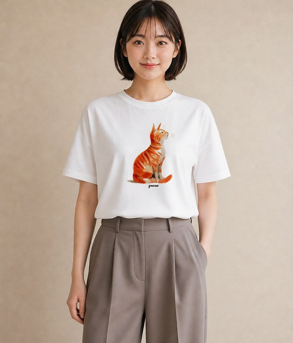 プリントTシャツ レディース 猫の手 猫 ねこ イラスト 水彩風 誕生日プレゼント 綿100 白T