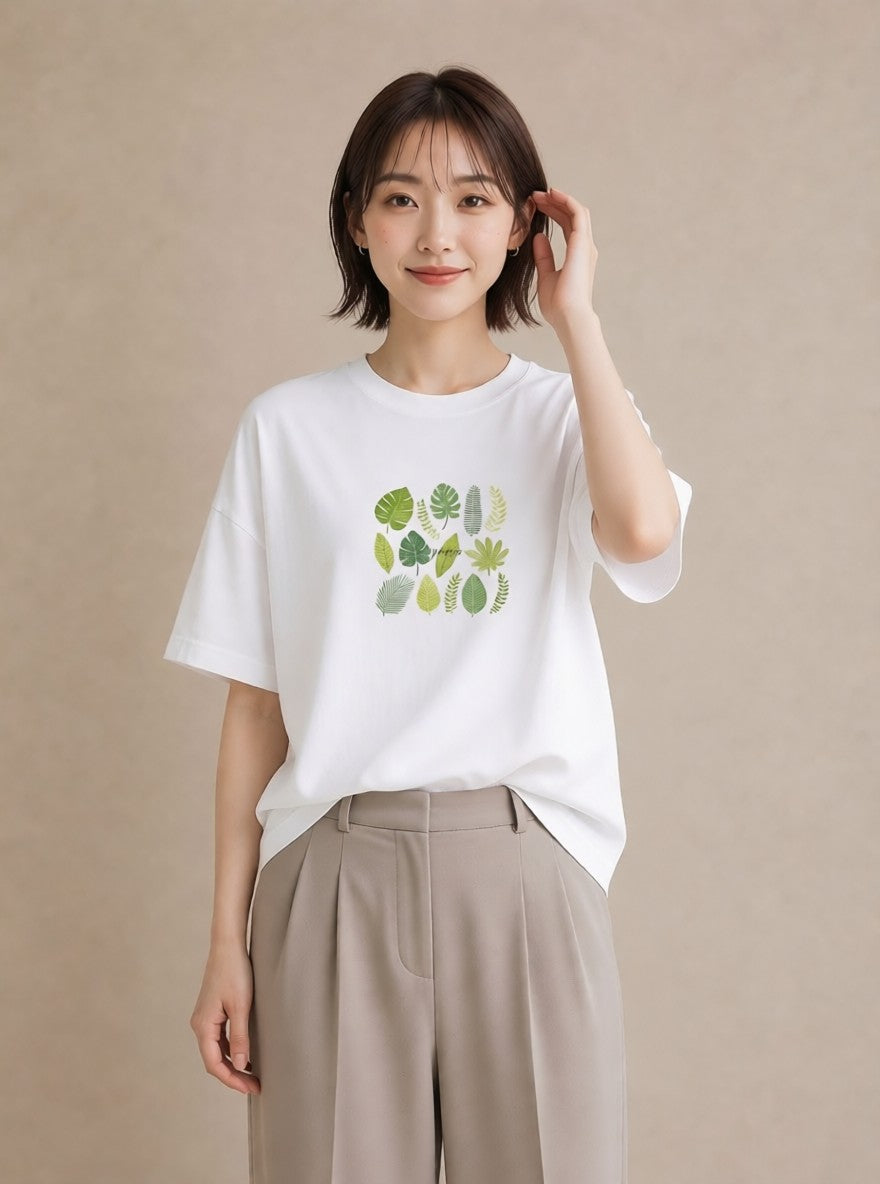 Tシャツ レディース モンステラ 植物 ボタニカル イラスト シンプル クリスマス 旅行 白T