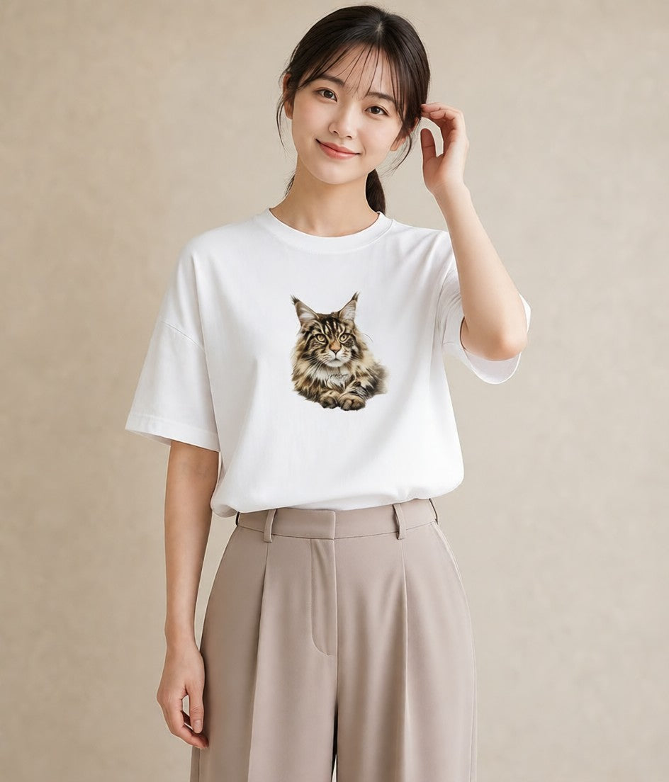 Tシャツ レディース ソマリ 猫 ねこ イラスト きれいめカジュアル 女子会 お揃い 白T