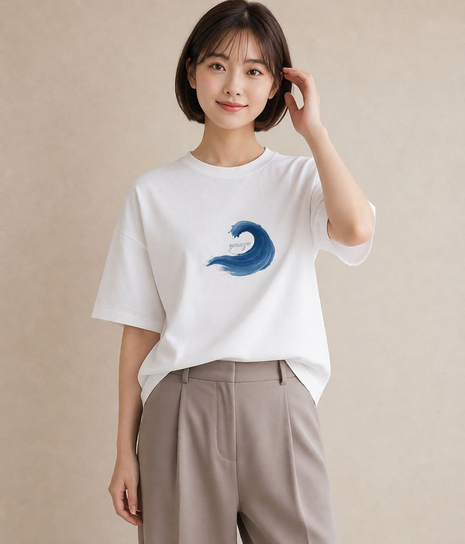 半袖Tシャツ レディース 海 星空 宇宙 イラスト 北欧風 通勤 在宅 白T