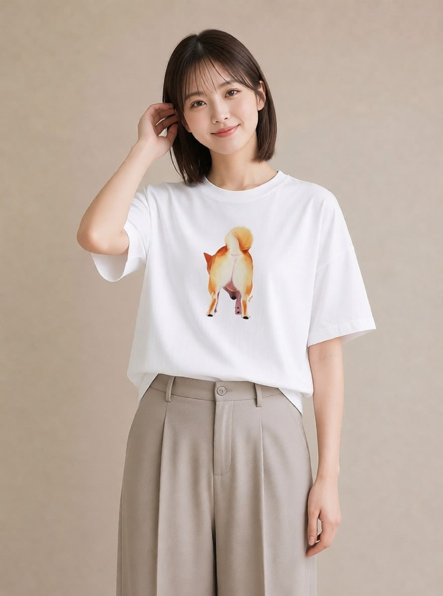 プリントTシャツ レディース 柴犬 しばいぬ 犬 いぬ イラスト ゆるコーデ 旅行 母娘コーデ 白T