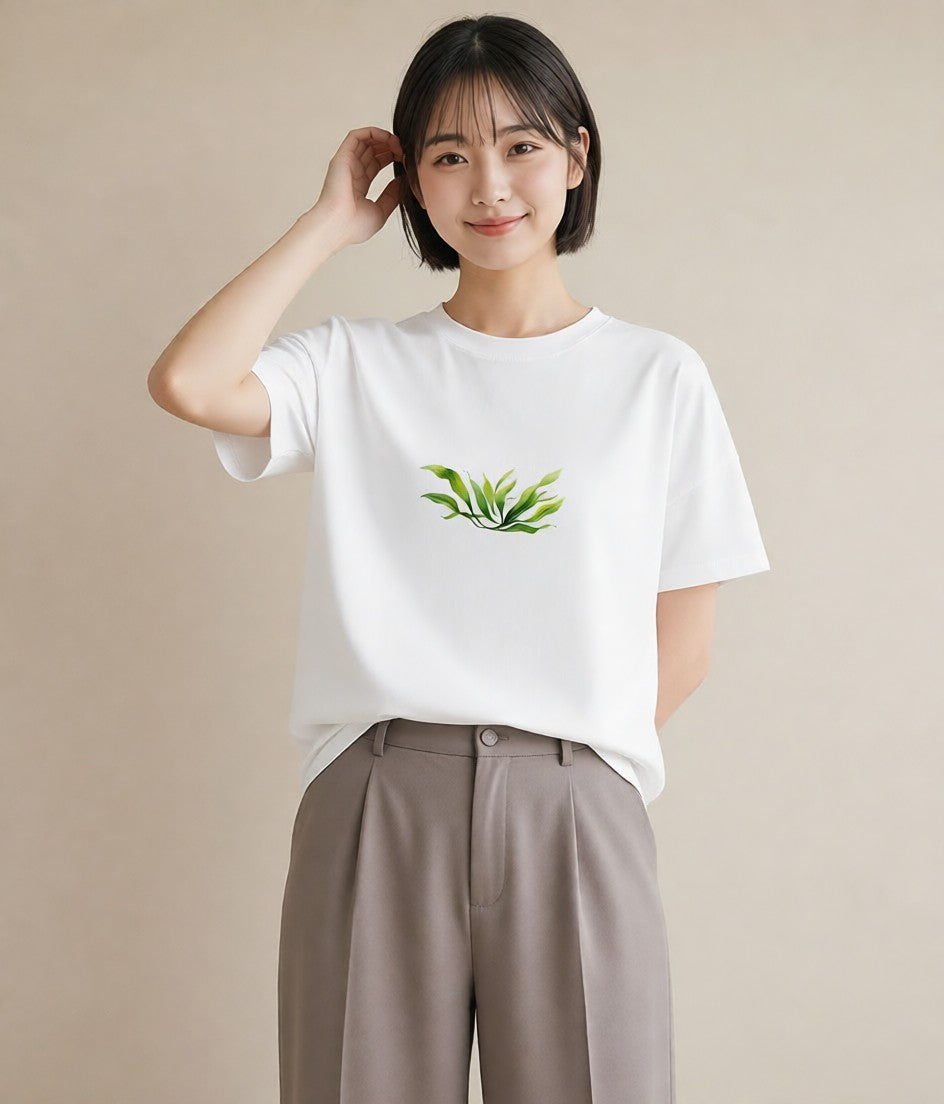 プリントTシャツ レディース 観葉植物 植物 ボタニカル イラスト 韓国風 ペアコーデ 秋コーデ 白T