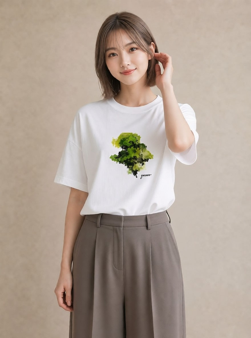 デザインTシャツ レディース 苔 植物 ボタニカル イラスト 北欧風 春コーデ 姉妹 白T