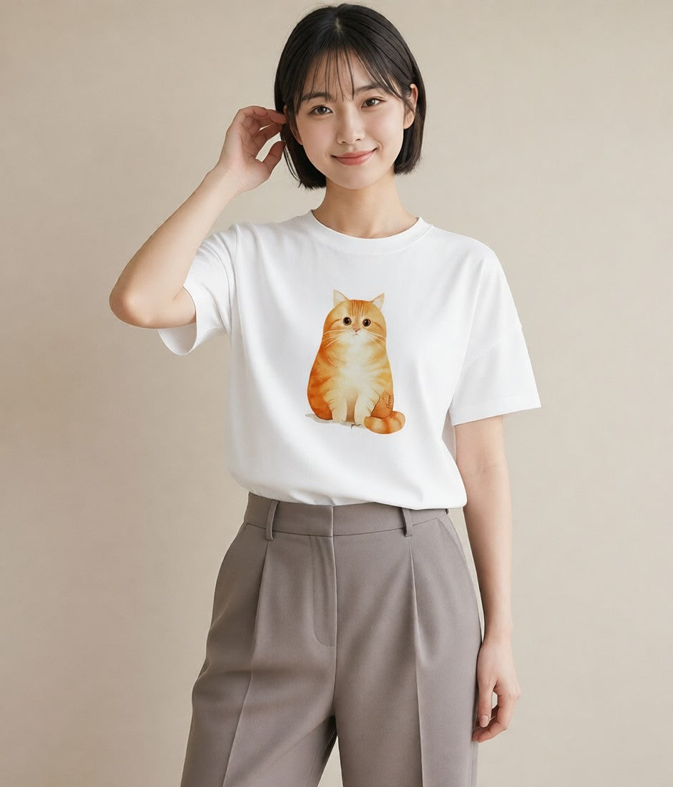 Tシャツ レディース ペルシャ 猫 ねこ イラスト お揃い 親子 白T