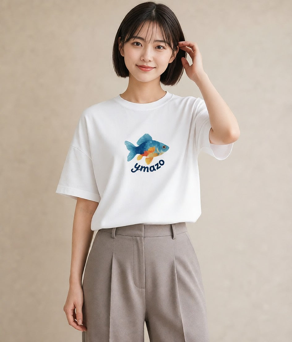プリントTシャツ レディース 熱帯魚 海の生き物 海 イラスト シック カフェ巡り 女子会 白T