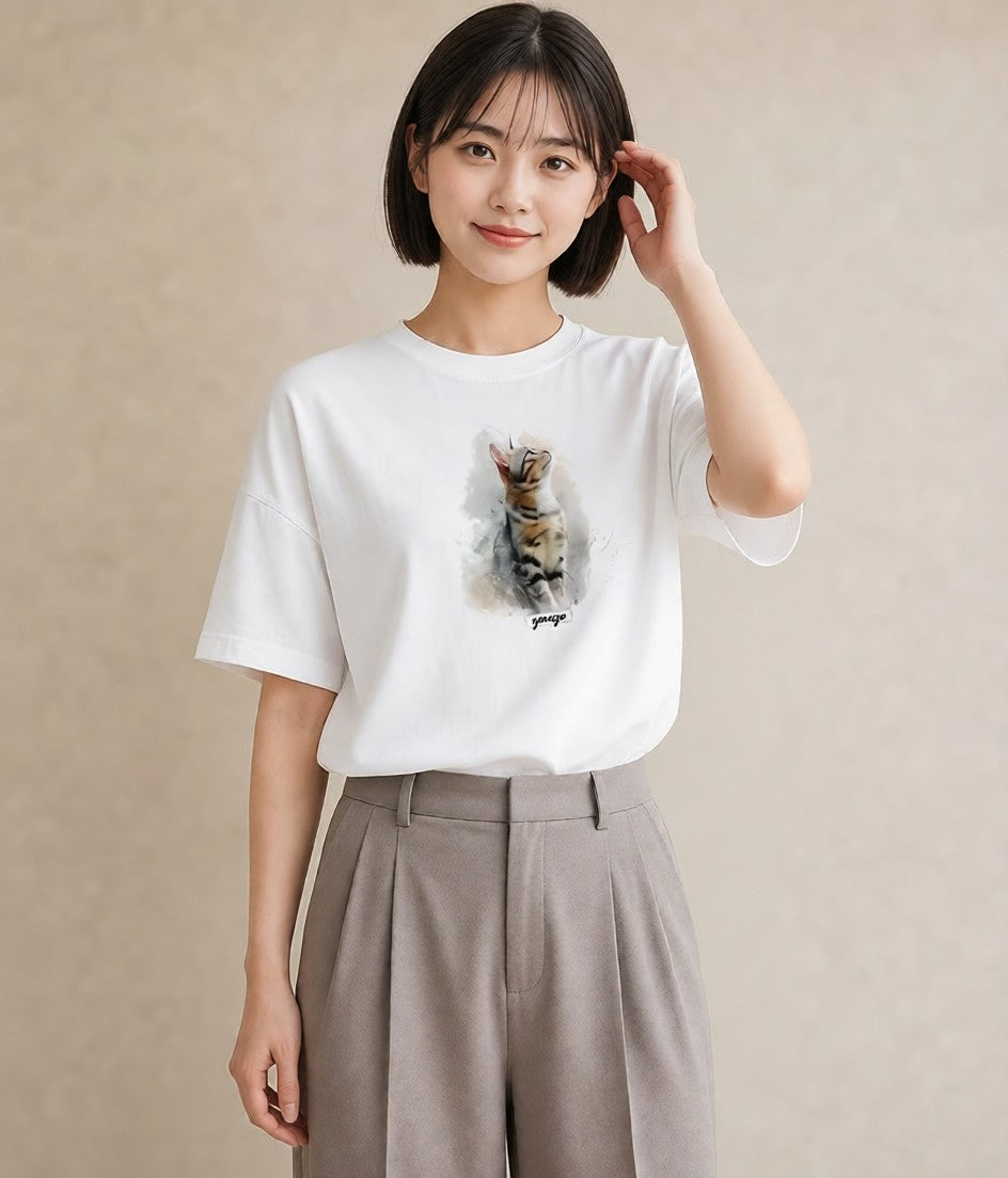 デザインTシャツ レディース スフィンクス 猫 ねこ イラスト 北欧風 親子 20代 白T