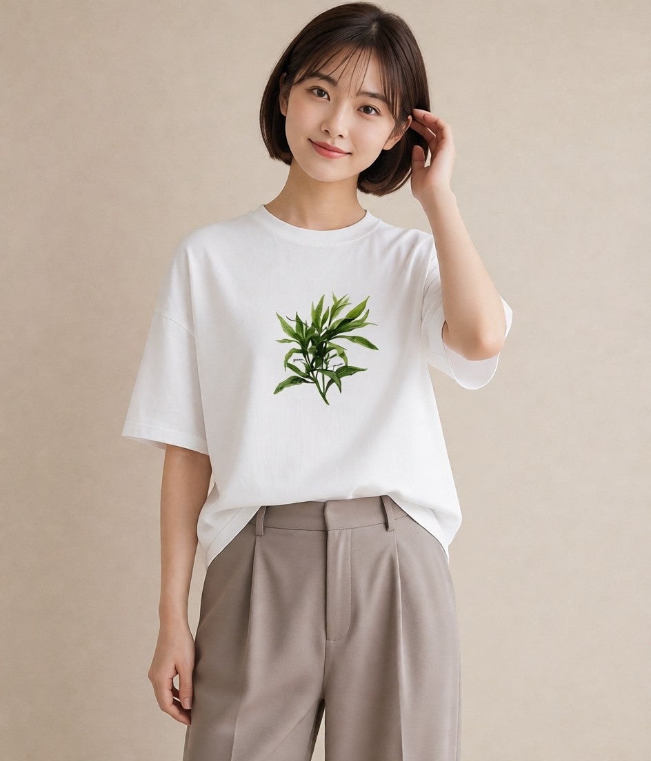 プリントTシャツ レディース ハーブティー 食べ物 フード イラスト ユニーク ママ カフェ服 白T