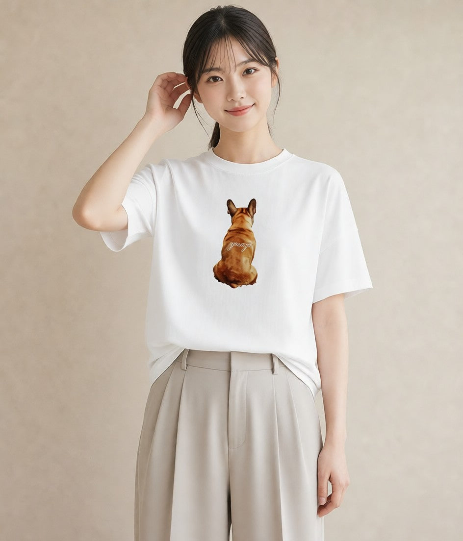 半袖Tシャツ レディース 愛犬 犬 いぬ イラスト 女性向けギフト 散歩 白T