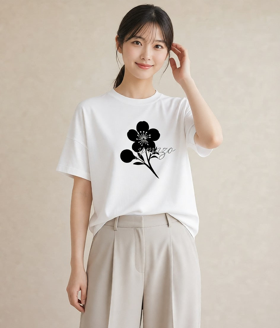 プリントTシャツ レディース さくら 桜 桜の枝 イラスト 普段使い 女子会 お揃い 白T