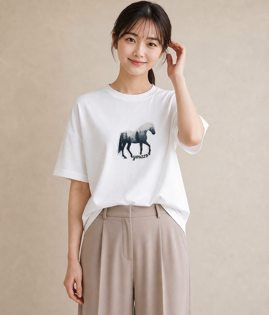 Tシャツ レディース 森 植物 ボタニカル イラスト ゆるコーデ 夏コーデ 通学 白T
