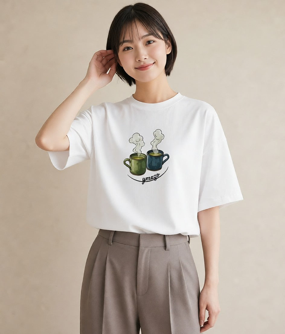 デザインTシャツ レディース 抹茶 食べ物 フード イラスト きれいめカジュアル 帰省 ラフ 白T