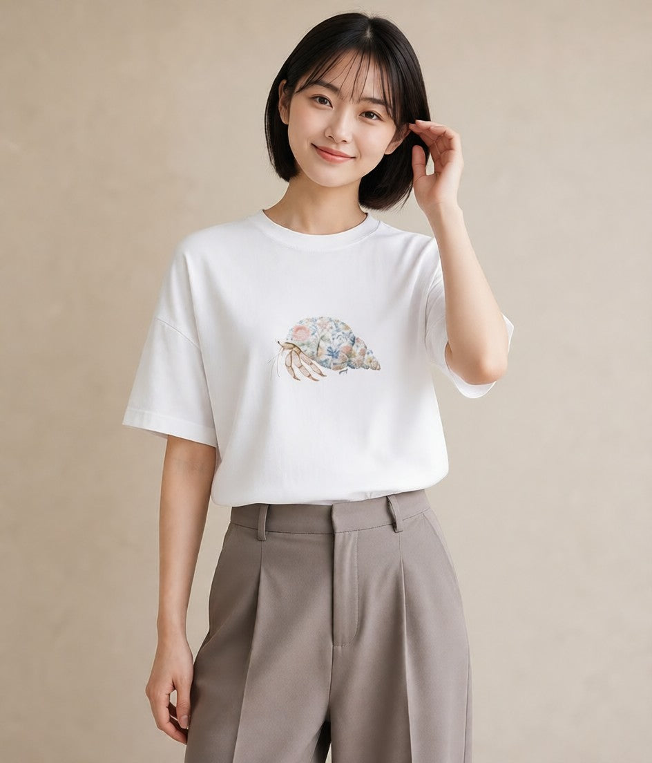 プリントTシャツ レディース 貝 海の生き物 海 イラスト ナチュラル 週末コーデ 敬老の日 白T