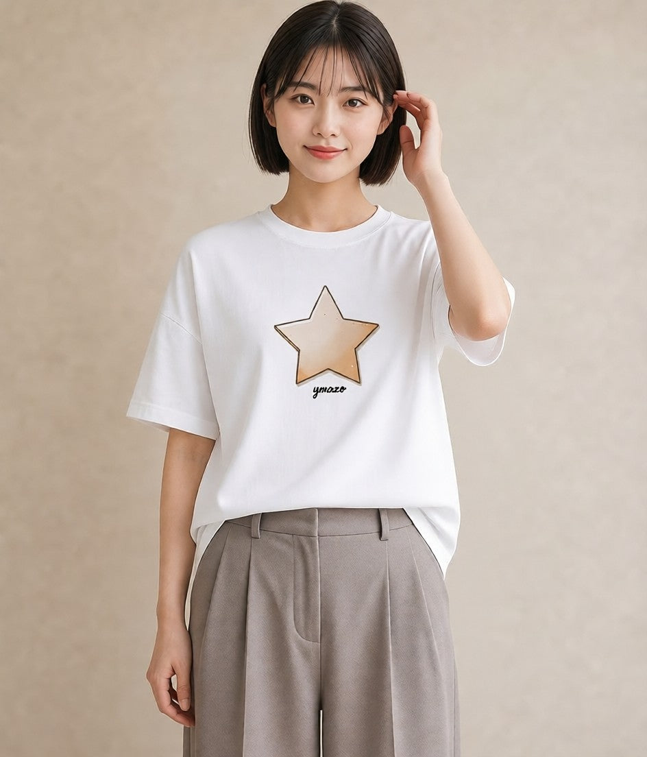 プリントTシャツ レディース 星 星空 宇宙 イラスト こなれ感 ルームウェア ギフト 白T