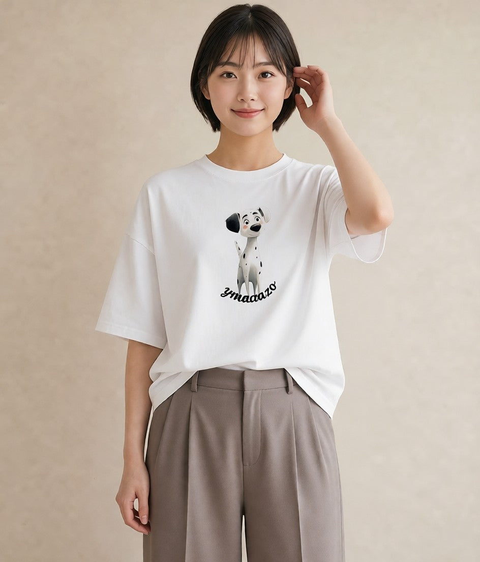 デザインTシャツ レディース 子犬 犬 いぬ イラスト 北欧風 レイヤード 友達ギフト 白T