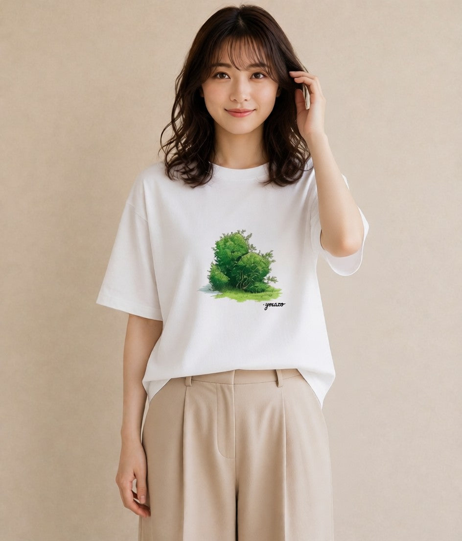 デザインTシャツ レディース 芝生 植物 ボタニカル イラスト 北欧風 部屋着 女性向けギフト 白T