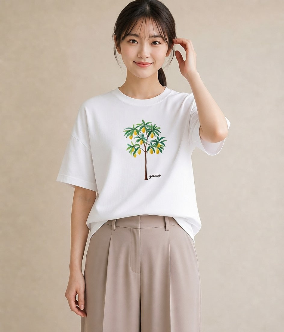半袖Tシャツ レディース バナナ 食べ物 フード イラスト フェミニン 旅行用 海 白T