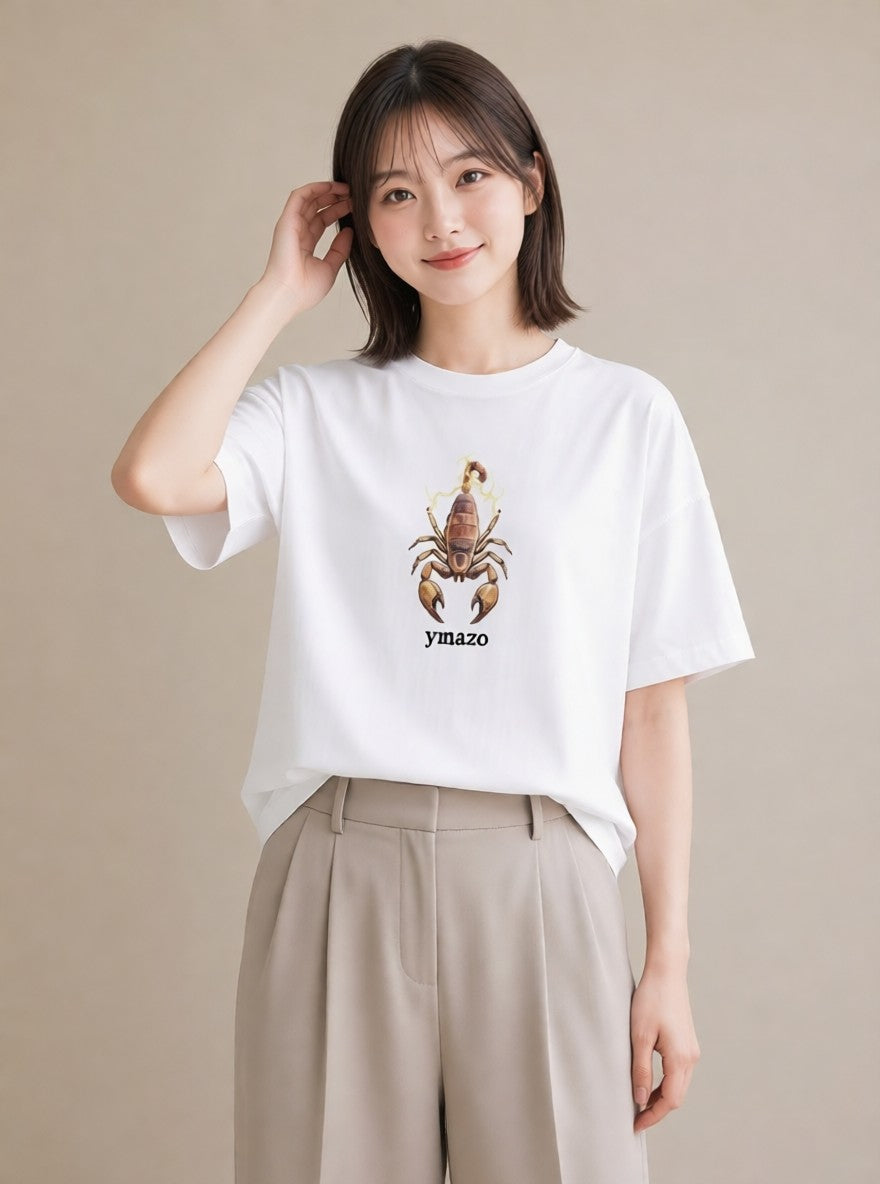 デザインTシャツ レディース カブトムシ 昆虫 虫 イラスト ラフカジュアル 旅行用 海 白T