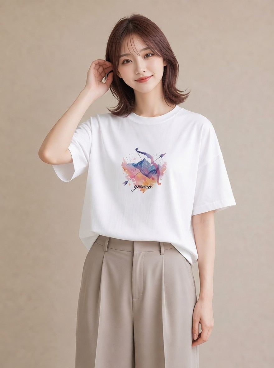 プリントTシャツ レディース 乙女座 星空 宇宙 イラスト シンプル 買い物 夏コーデ 白T