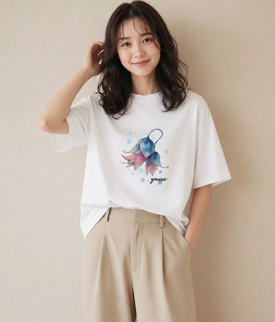 デザインTシャツ レディース 魚座 星空 宇宙 イラスト 淡色 春コーデ 姉妹 白T
