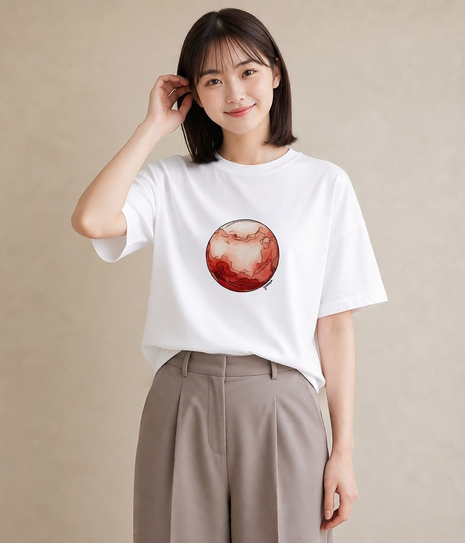 プリントTシャツ レディース オーロラ 星空 宇宙 イラスト 韓国風 女子会 お揃い 白T