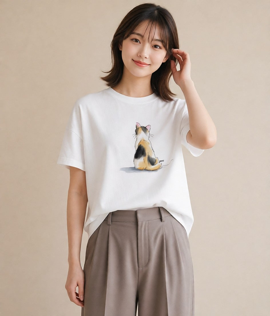 Tシャツ レディース シャム 猫 ねこ イラスト ボタニカル カフェ服 クリスマス 白T