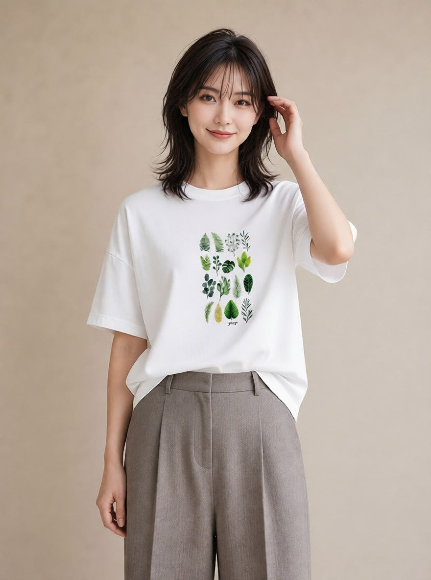 Tシャツ レディース ボタニカル 植物 イラスト ヴィンテージ風 週末コーデ 敬老の日 白T