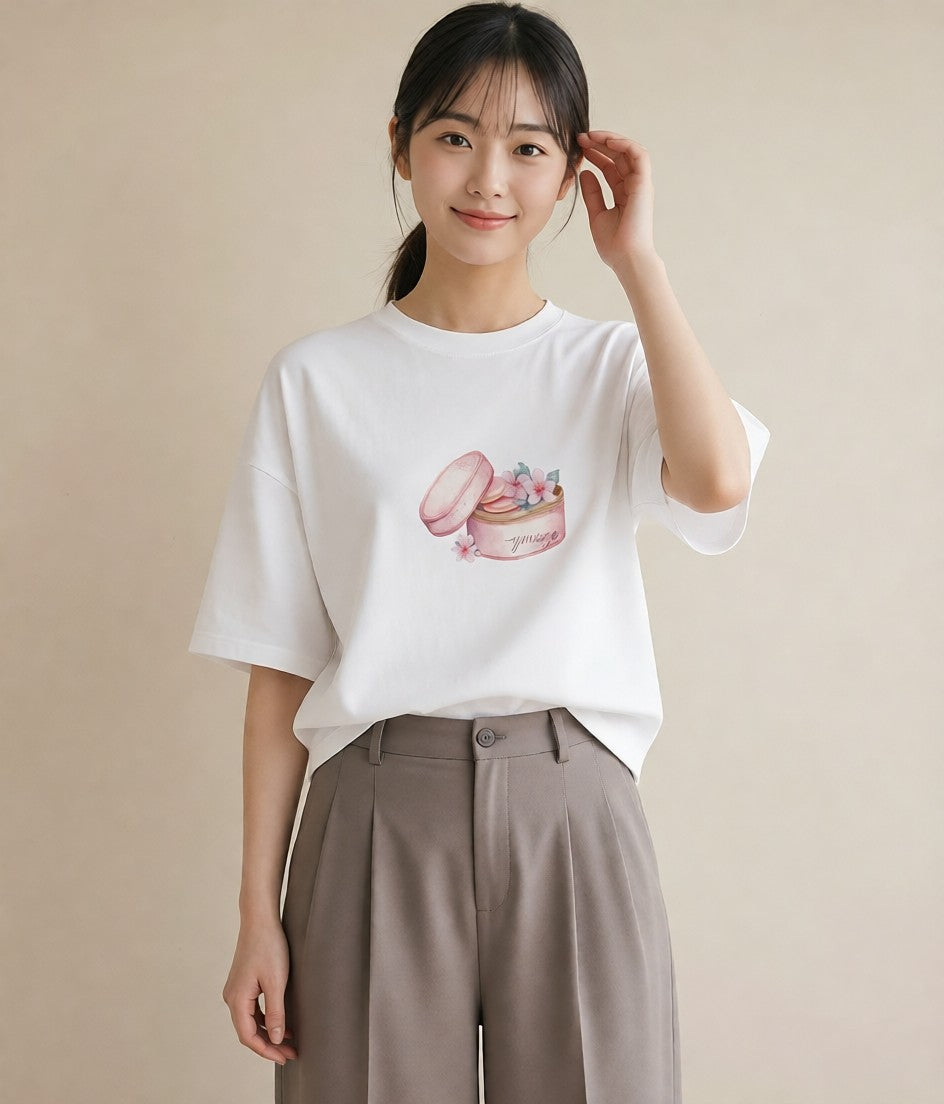 半袖Tシャツ レディース クッキー 食べ物 フード イラスト 上品 ペアコーデ 秋コーデ 白T