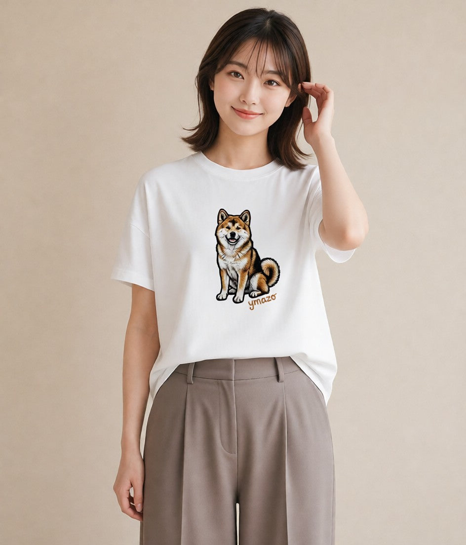 半袖Tシャツ レディース 秋田犬 犬 いぬ イラスト 個性的 女性向けギフト 散歩 白T