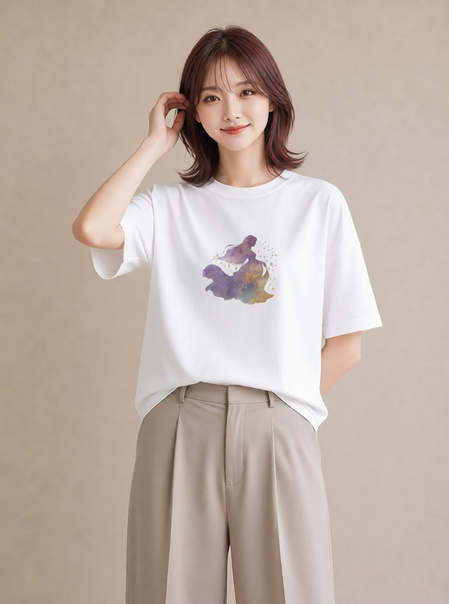 Tシャツ レディース 牡牛座 星空 宇宙 イラスト シンプル 親子 20代 白T