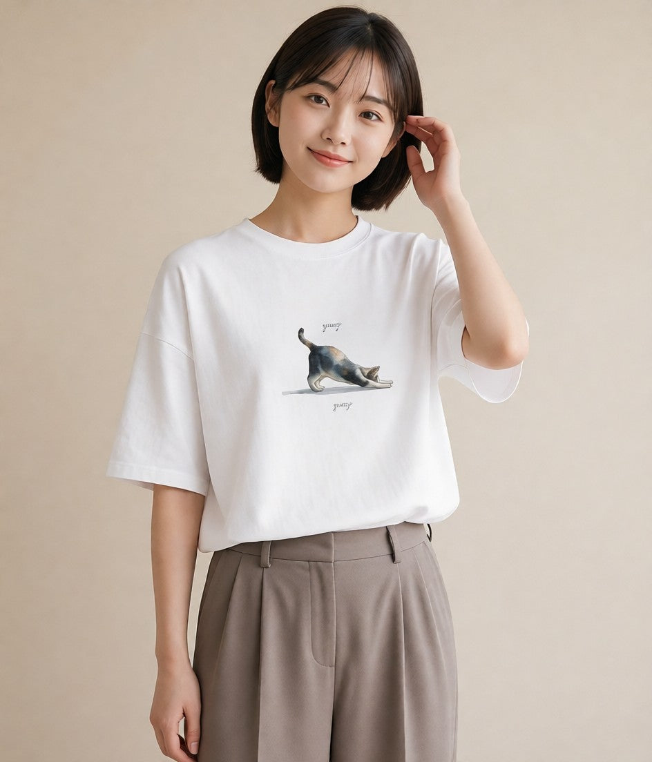 グラフィックTシャツ レディース スフィンクス 猫 ねこ イラスト 北欧風 お揃い 親子 白T
