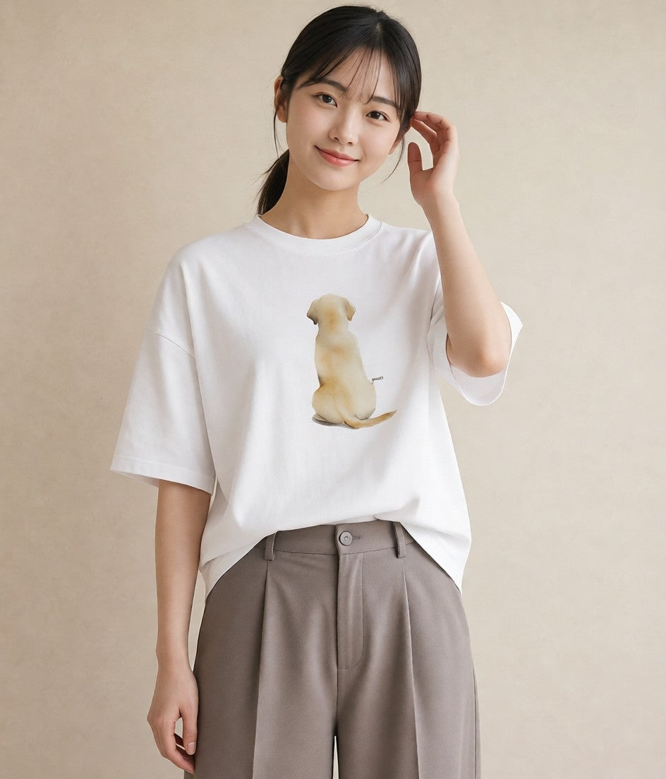 グラフィックTシャツ レディース ラブラドールレトリバー 犬 いぬ イラスト 姉妹 送別ギフト 白T