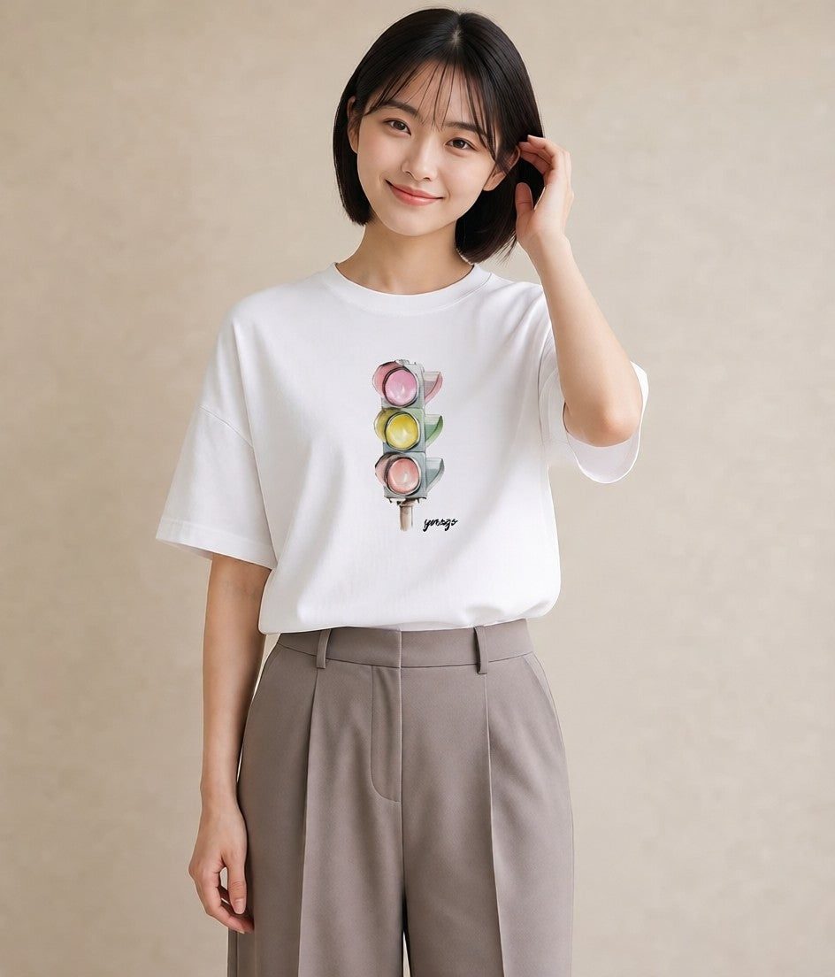 プリントTシャツ レディース 街灯 夜霧 夜 ナチュラル アンティーク イラスト 上品 春コーデ 姉妹 白T