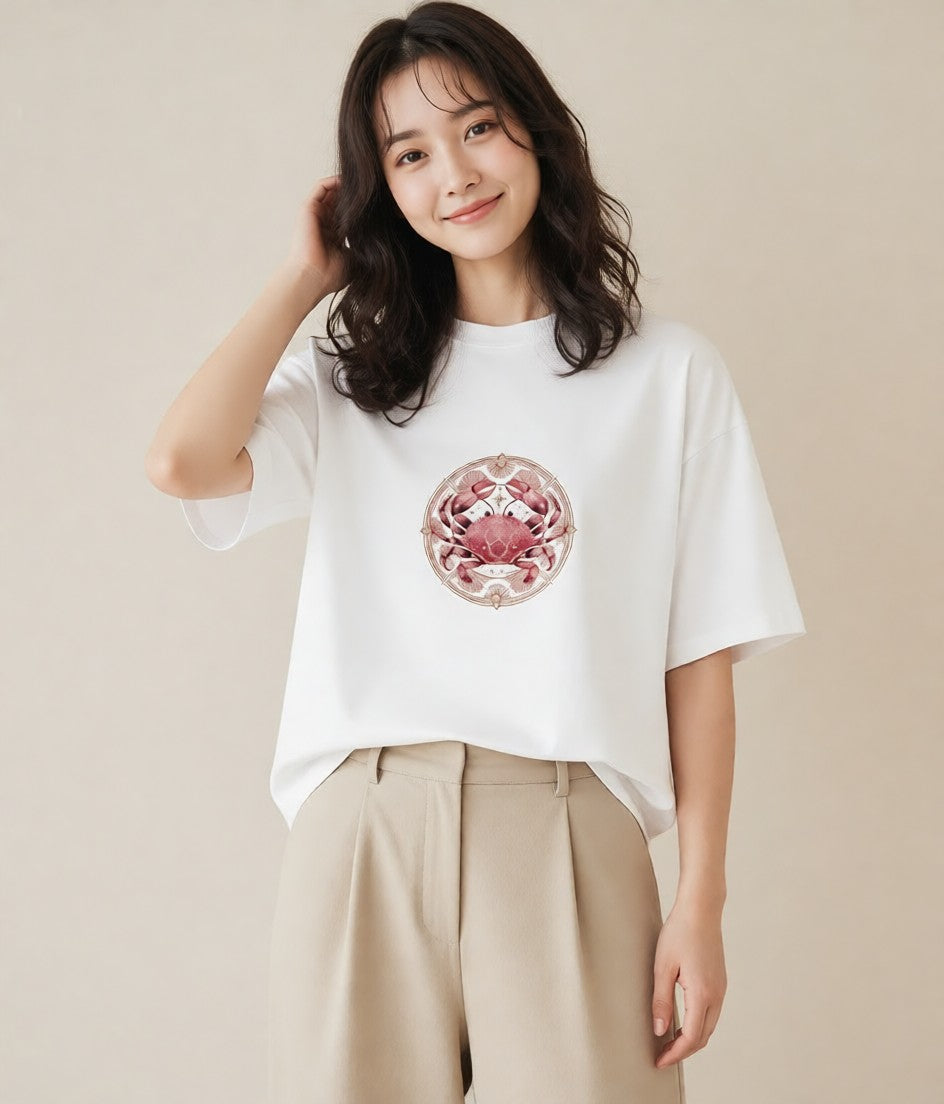 プリントTシャツ レディース 獅子座 星空 宇宙 イラスト ヴィンテージ風 おしゃれギフト 社会人 白T
