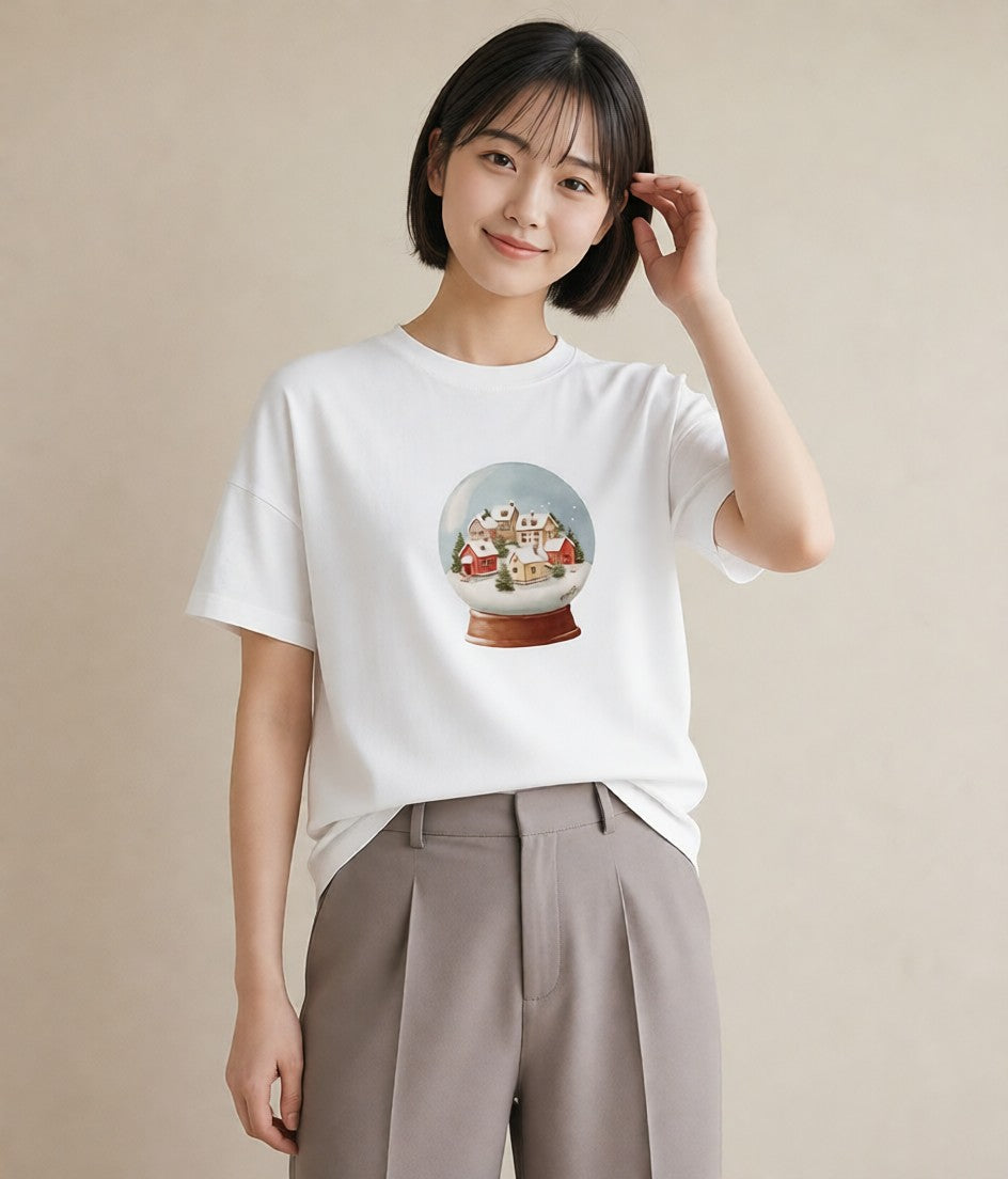 Tシャツ レディース 雪 星空 宇宙 イラスト ボタニカル デート 帰省 白T