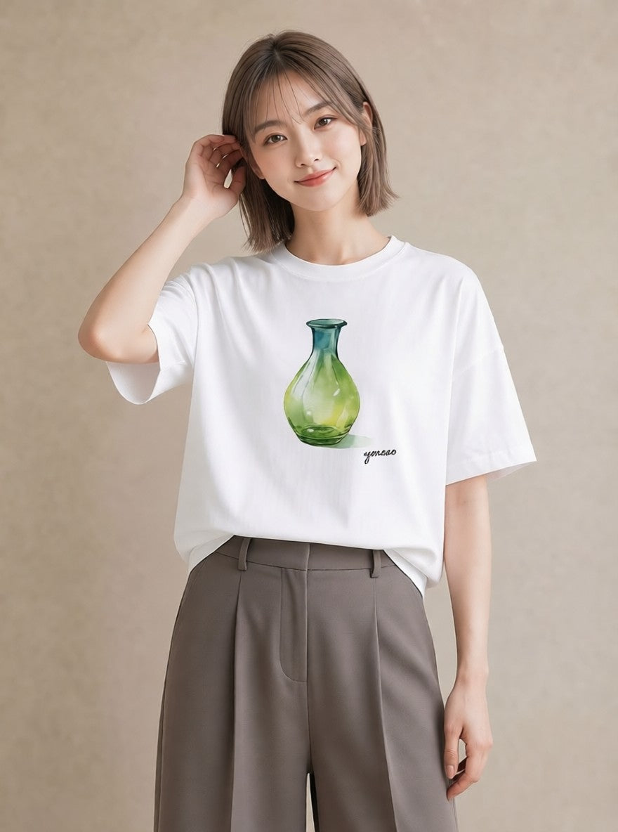 Tシャツ レディース 抹茶 食べ物 フード イラスト お洒落 レイヤード 友達ギフト 白T