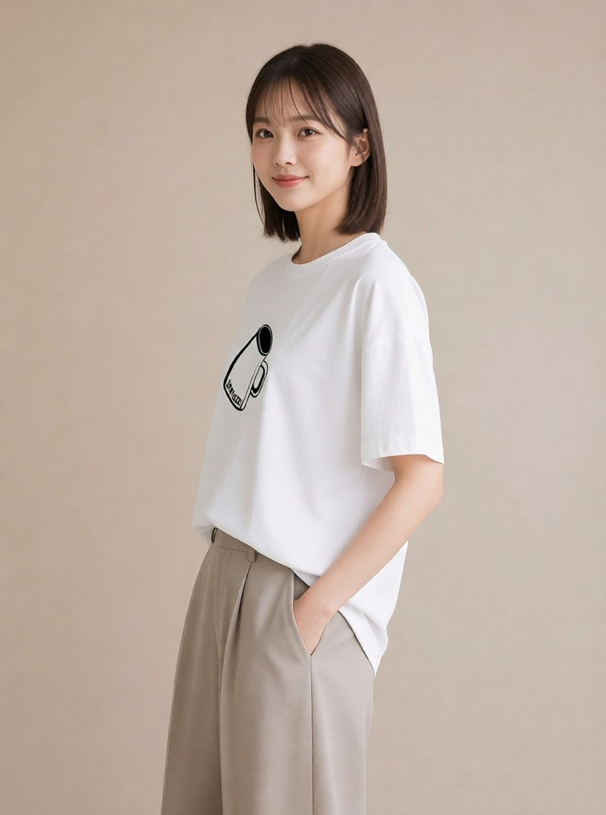 デザインTシャツ レディース コーヒー カフェ 珈琲 イラスト シンプル 女性 旅行用 白T