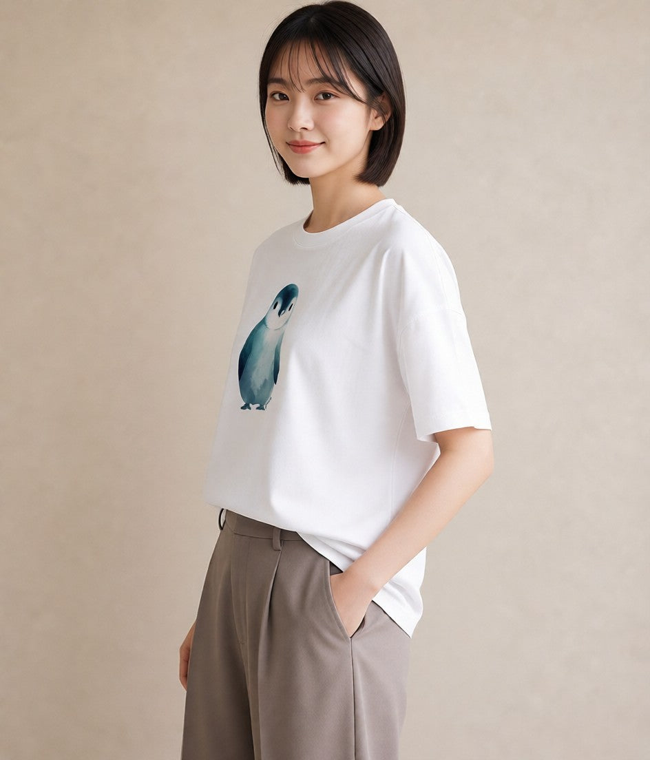 Tシャツ レディース ことり ペット 動物 イラスト ミニマル レイヤード 友達ギフト 白T