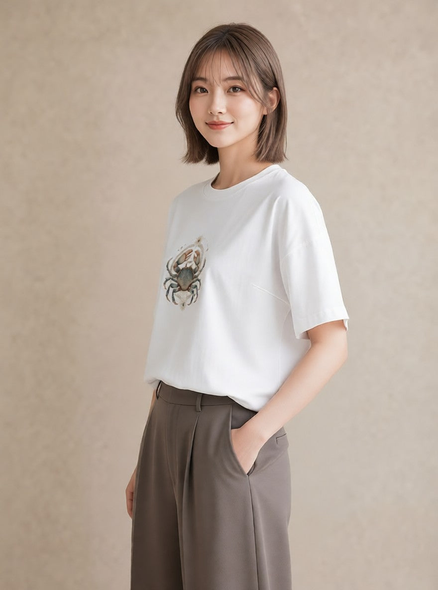 Tシャツ レディース 獅子座 星空 宇宙 イラスト ラフカジュアル ホワイトデー 春服 白T