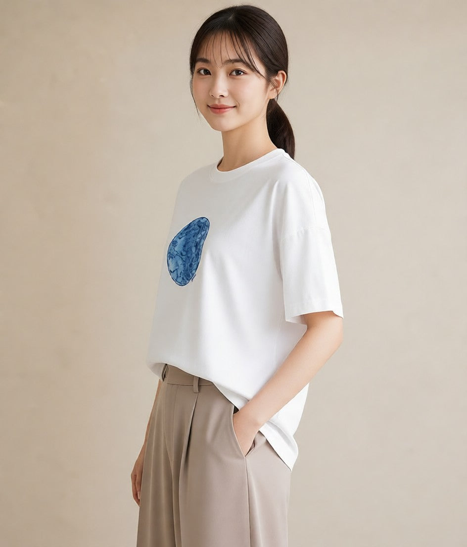 デザインTシャツ レディース オーロラ 星空 宇宙 イラスト 韓国風 ルームウェア ギフト 白T