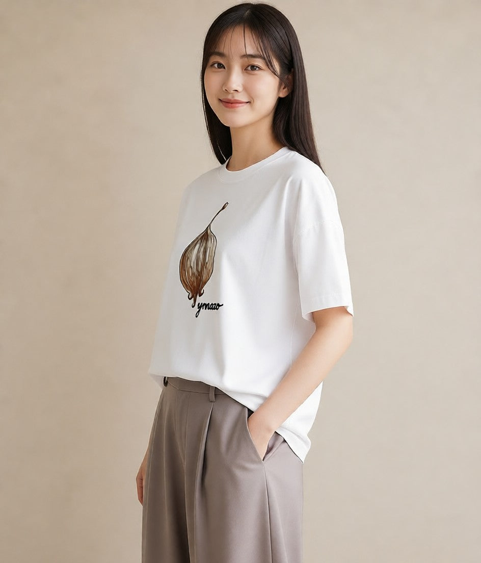グラフィックTシャツ レディース ダンゴムシ 昆虫 虫 イラスト ガーリー ルームウェア ギフト 白T