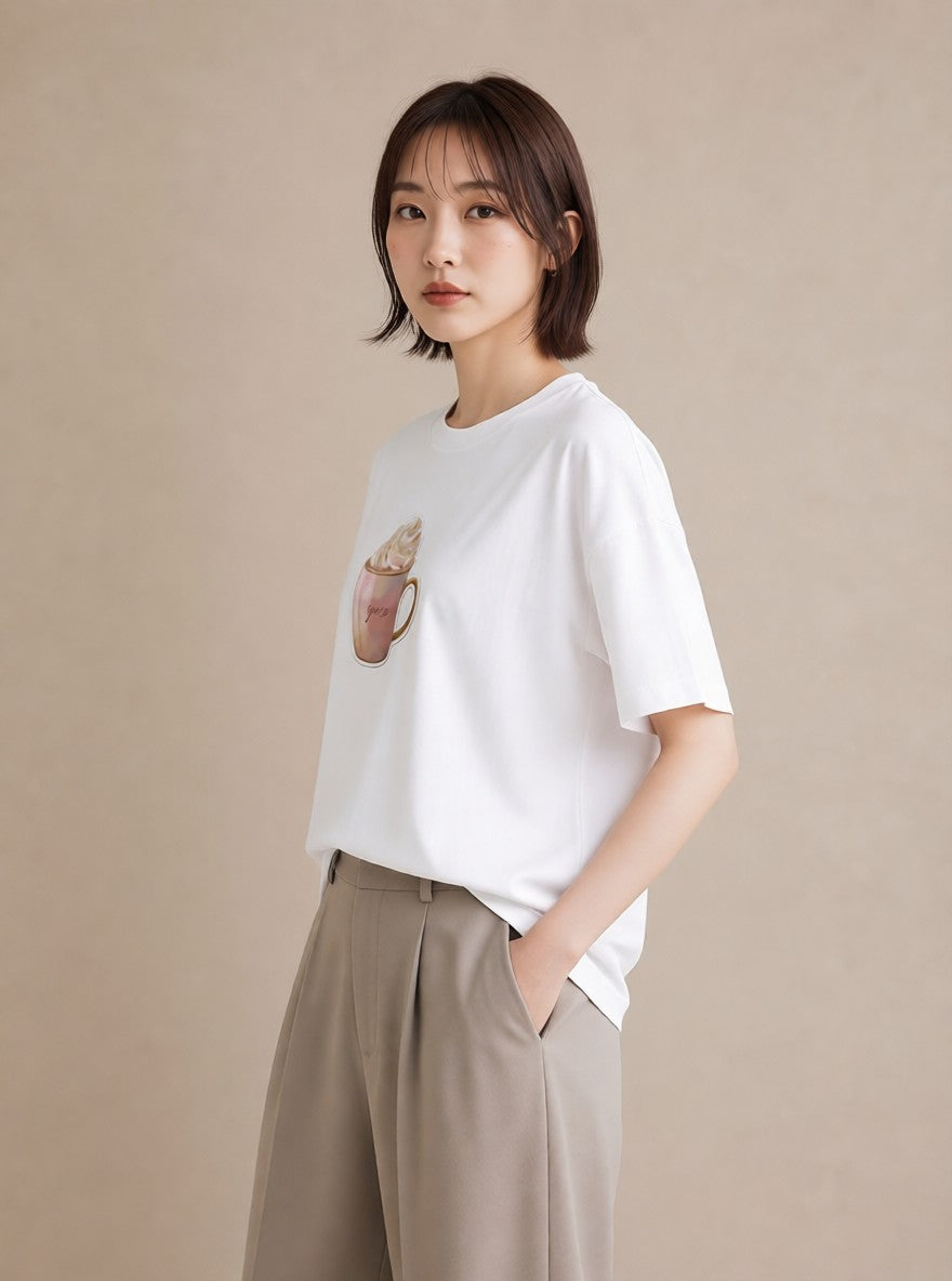 Tシャツ レディース 抹茶 食べ物 フード イラスト レトロ 秋コーデ おしゃれギフト 白T