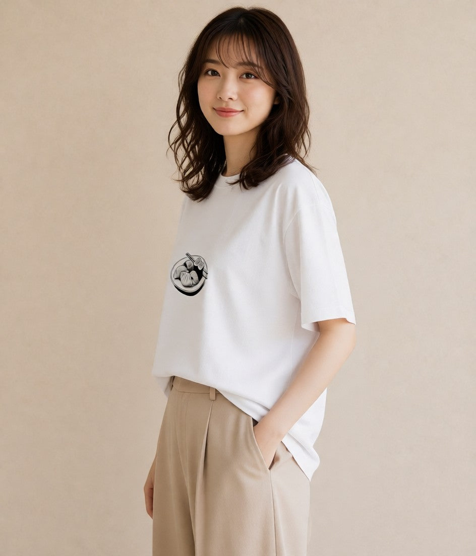 プリントTシャツ レディース お寿司 食べ物 フード イラスト 上品 休日 ペアコーデ 白T