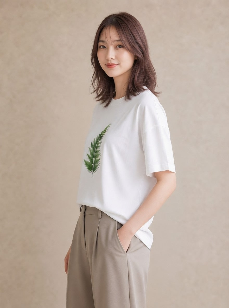Tシャツ レディース ボタニカル 植物 イラスト お洒落 誕生日プレゼント 綿100 白T