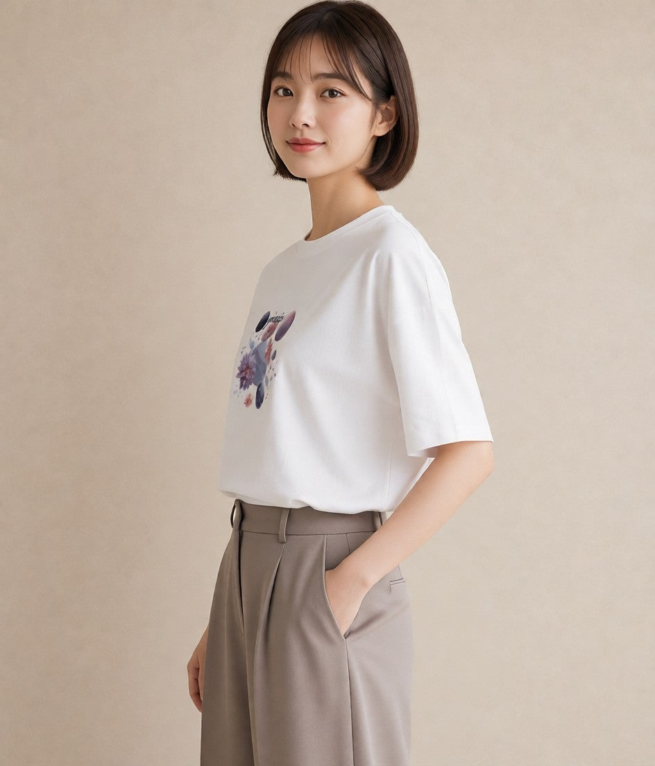 Tシャツ レディース 乙女座 星空 宇宙 イラスト シンプル 海 カフェ巡り 白T