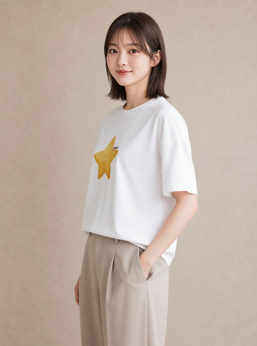 グラフィックTシャツ レディース 天の川 星空 宇宙 イラスト モード 在宅 公園 白T