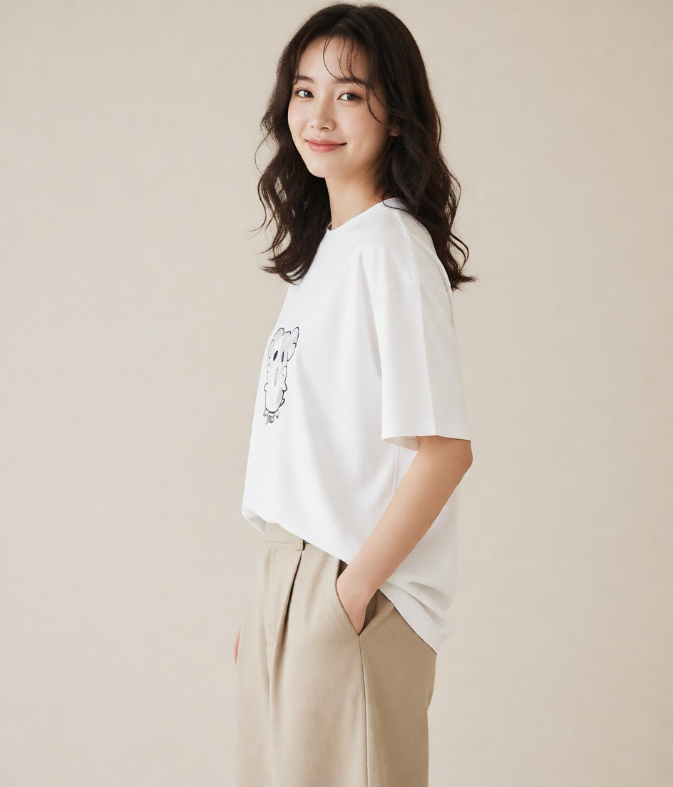 Tシャツ レディース ハムスター ペット 動物 イラスト 姉妹 送別ギフト 白T